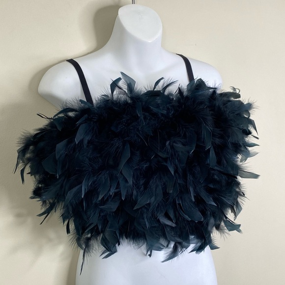 100% LINEN CROPPED CORSET BODICE FEATHER FRONT LACEUP BACK SIZE M ADJUSTABLE - Picture 4 of 9